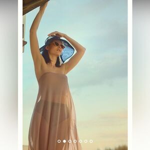 NWT Anthropologie DOLAN SHEER MESH TUBE TOP Large Taupe